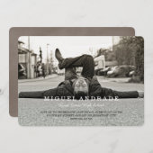 モダンな高等学校の写真の卒業パーティーの男の子 招待状 (正面/裏面)