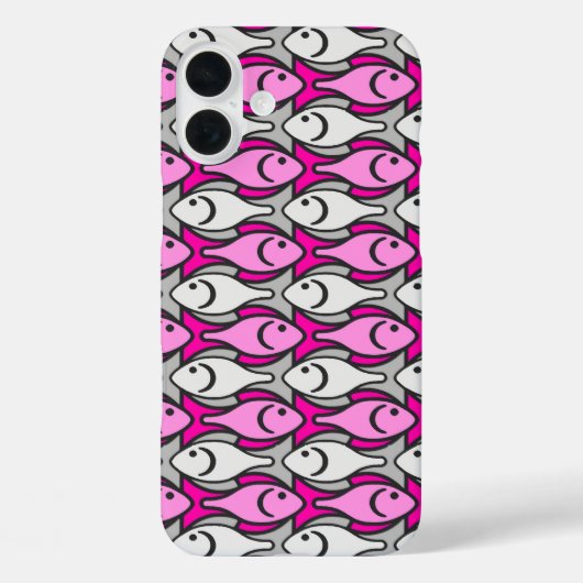 モダンな魚のデザイン ピンク グレー Case-Mate iPhoneケース (裏面)