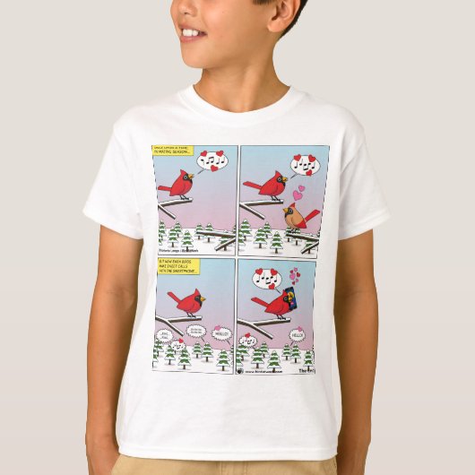 モダンな鳥の求愛の鳴き声 漫画 Tシャツ (正面)