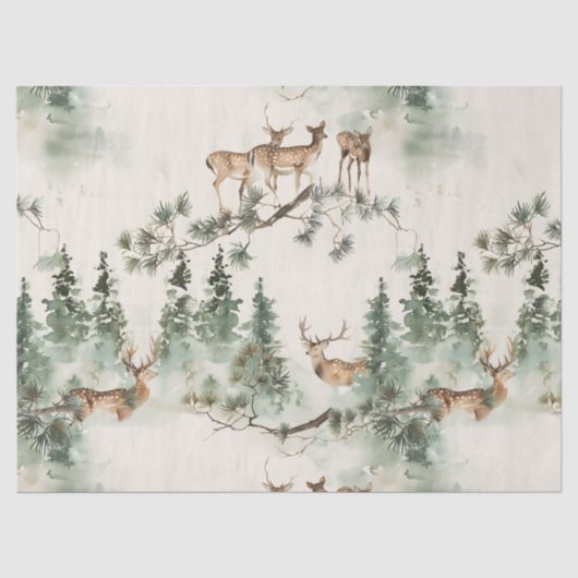 モダンな鹿の水彩画 薄葉紙 (正面)