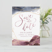 モダンな黄昏の水彩幾何学的なカリグラフィー セーブザデート (スタンド正面)