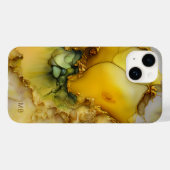 モダンな黄緑の大理石モノグラム オーダーメイド Case-Mate iPhoneケース (裏面 (横))