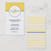 モダンな黄色および海軍 名刺 (正面/裏面)