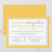 モダンな黄色と灰色の結婚式の披露宴招待状 招待状 (正面/裏面)