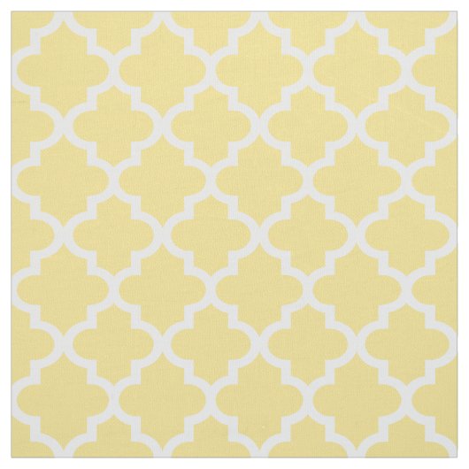 モダンな黄色と白の四葉文様 ファブリック (見本)