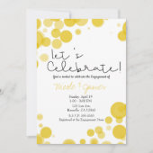 モダンな黄色と白の水玉模様の風船でお祝いしよう 招待状 (正面)