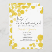 モダンな黄色と白の水玉模様の風船でお祝いしよう 招待状 (正面/裏面)
