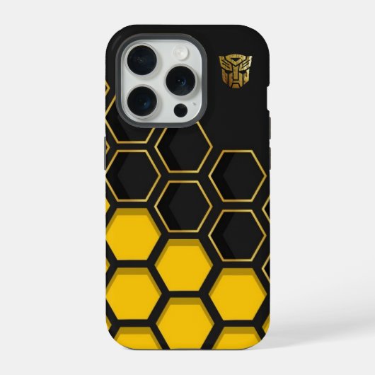 モダンな黄色と黒のハニカムパターンのカスタムN iPhoneケース (裏面)