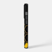 モダンな黄色と黒のハニカムパターンのカスタムN iPhoneケース (左側面)