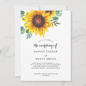 モダンな黄色のひまわりウェディング 招待状 (正面)