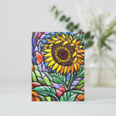 モダンな黄色のひまわりスタイリッシュフラワーアート ポストカード (スタンド正面)