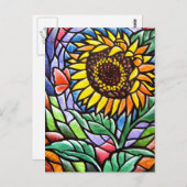 モダンな黄色のひまわりスタイリッシュフラワーアート ポストカード (正面/裏面)