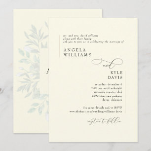 モダンな黄色のグリーンウェディング - 花嫁の両親の結婚式 招待状