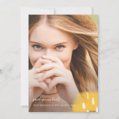 モダンな黄色のスプラッシュ 写真1枚 卒業パーティー 招待状 (正面)