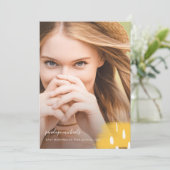 モダンな黄色のスプラッシュ 写真1枚 卒業パーティー 招待状 (スタンド正面)