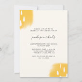 モダンな黄色のスプラッシュ 写真1枚 卒業パーティー 招待状 (裏面)