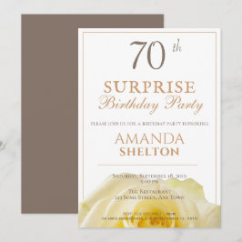 モダンな黄色のバラ 70歳 サプライズ誕生日パーティー 招待状
