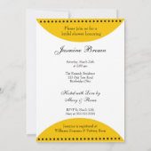 モダンな黄色のラブバード ブライダルシャワー   招待状 (裏面)