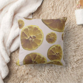 モダンな黄色のレモンの新鮮なフルーツサークルスライスのドット クッション (ブランケット)
