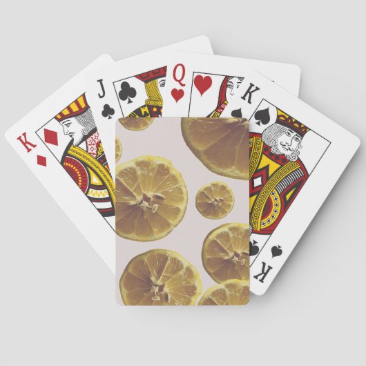モダンな黄色のレモンの新鮮なフルーツサークルスライスのドット トランプ (裏面)