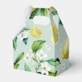 モダンな黄色のレモン花のスクリプト ブライダル シャワー フェイバーボックス (裏面サイド)