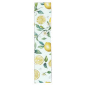 モダンな黄色のレモン花柄スクリプトのブライズシャワー ショートテーブルランナー (正面)