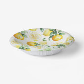 モダンな黄色のレモン花柄スクリプトのブライズシャワー ペーパーボウル (傾斜あり)