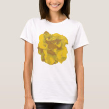 モダンな黄色の椿の花Tシャツ
