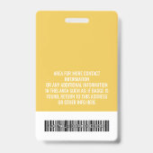 モダンな黄色の社員写真ID、ロゴ プロフェッショナル バッジ (裏面)