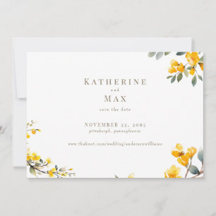 モダンな黄色の花の結婚式 Save the Date 招待状