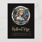 モダンな黄道十二星座の青い金色の乙女座 ヴァージン バースデー ポストカード (正面)