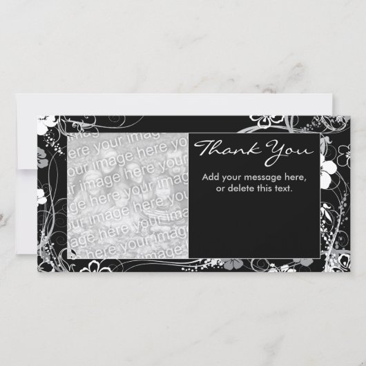 モダンな黒いおよび灰色はフォトカード感謝していしています サンキューカード (正面)