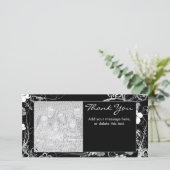 モダンな黒いおよび灰色はフォトカード感謝していしています サンキューカード (スタンド正面)