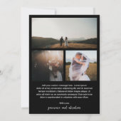 モダンな黒い写真の結婚式 サンキューカード (裏面)