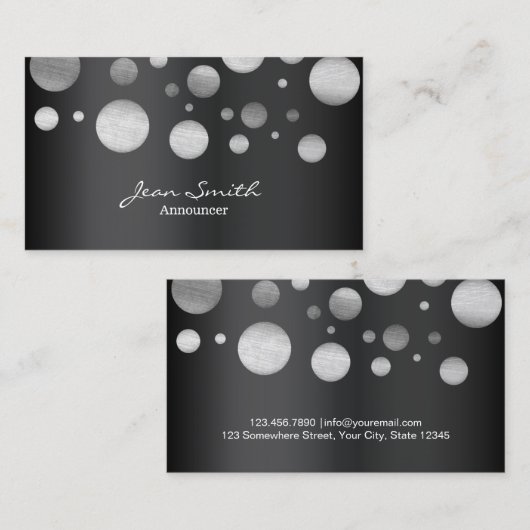 モダンな黒い及び白はアナウンサーに点を打ちます 名刺 (正面/裏面)