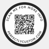 モダンな黒い枠のQRコードとテキスト ラウンドシール (正面)