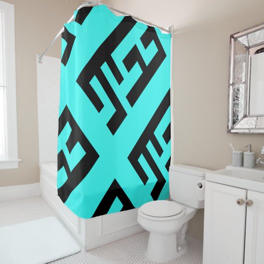 モダンな黒およびティール(緑がかった色)のシャワー・カーテン2 シャワーカーテン (インサイチュ)