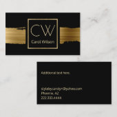 モダンな黒および金ゴールドのモノグラムのな名刺 名刺 (正面/裏面)