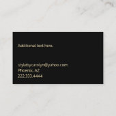 モダンな黒および金ゴールドのモノグラムのな名刺 名刺 (裏面)