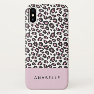 モダンな黒く、白およびモモの動物のヒョウは印刷します iPhone X ケース