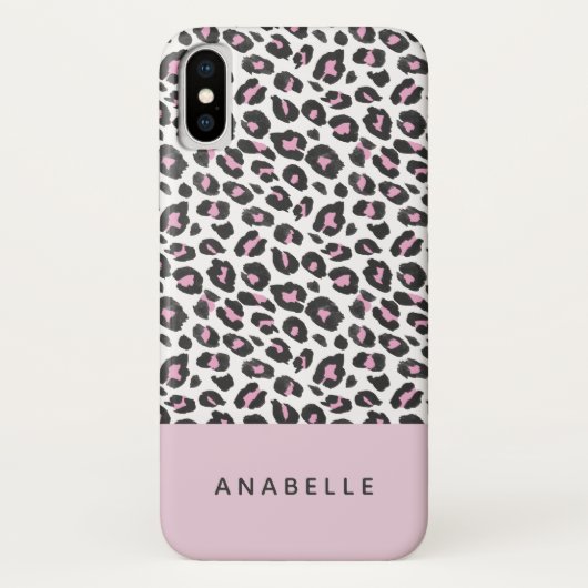 モダンな黒く、白およびモモの動物のヒョウは印刷します Case-Mate iPhoneケース (裏面)