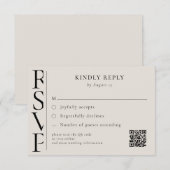 モダンな黒とアイボリーの結婚式RSVP（返信ハガキ）シンプルデザイン 出欠カード (正面/裏面)
