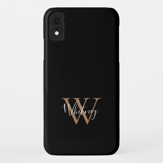モダンな黒とゴールドのエレガントなモノグラム名 Case-Mate iPhoneケース (裏面)