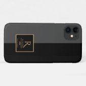 モダンな黒とゴールドのモノグラム Case-Mate iPhoneケース (裏面(横))
