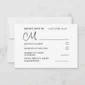 モダンな黒とゴールドの結婚式RSVP 出欠カード (裏面)