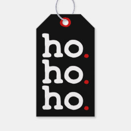 モダンな黒と白と赤のクリスマスタグ Ho. Ho. Ho. ギフトタグ