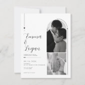 モダンな黒と白のアーチの2枚の写真の結婚式 招待状 (正面)