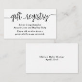 モダンな黒と白のカリグラフィー ギフト登録カード エンクロージャーカード (正面/裏面)