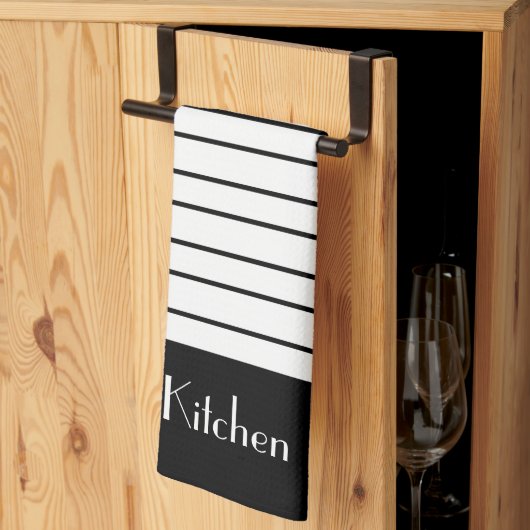 モダンな黒と白のキッチンアクセント キッチンタオル (三つ折り)