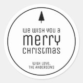モダンな黒と白のクリスマスホリデー ラウンドシール (正面)